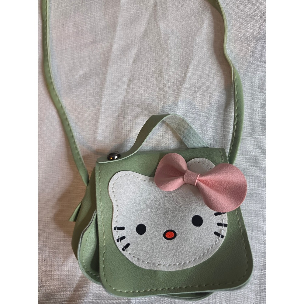 Hello Kitty Sage Green Mini Crossbody Bag with Pink Bow Sanrio Style Accessory